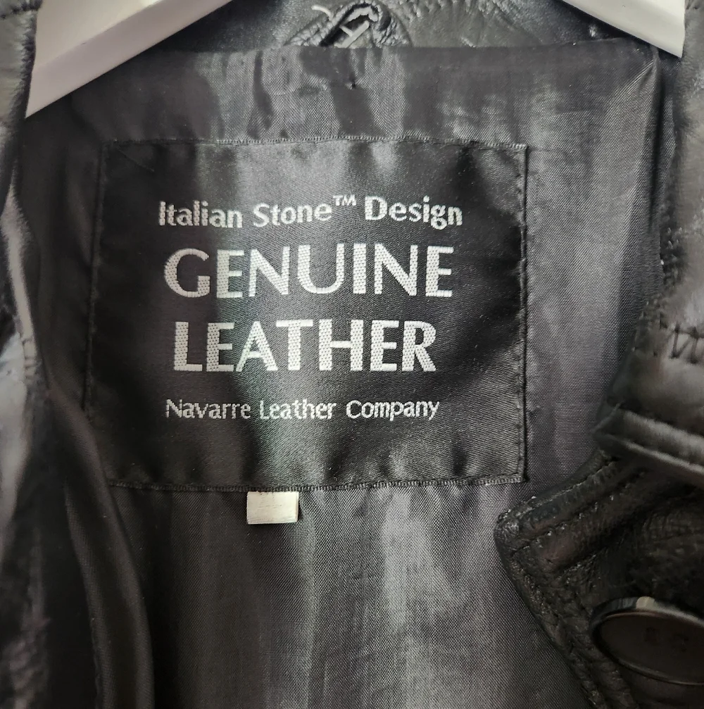 Italian Stone Design Navarre Baddie Patchwork Black Leather Jacket Large/XL